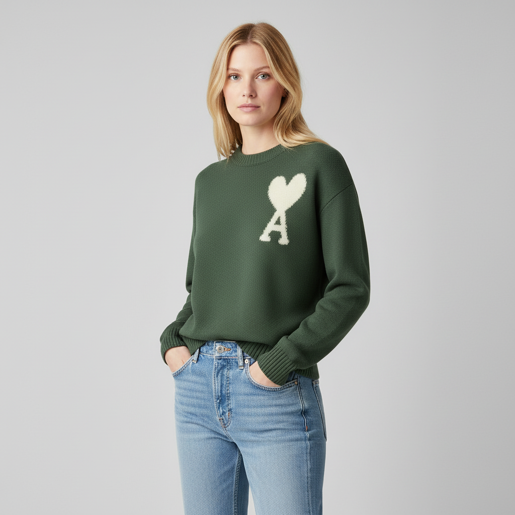Nova | Heart Print Sweater for Women