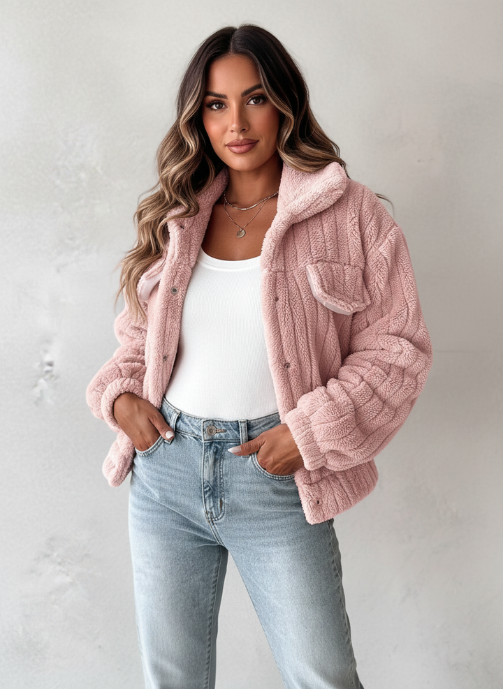 Audrey | Stand Collar Sherpa Jacket for Women