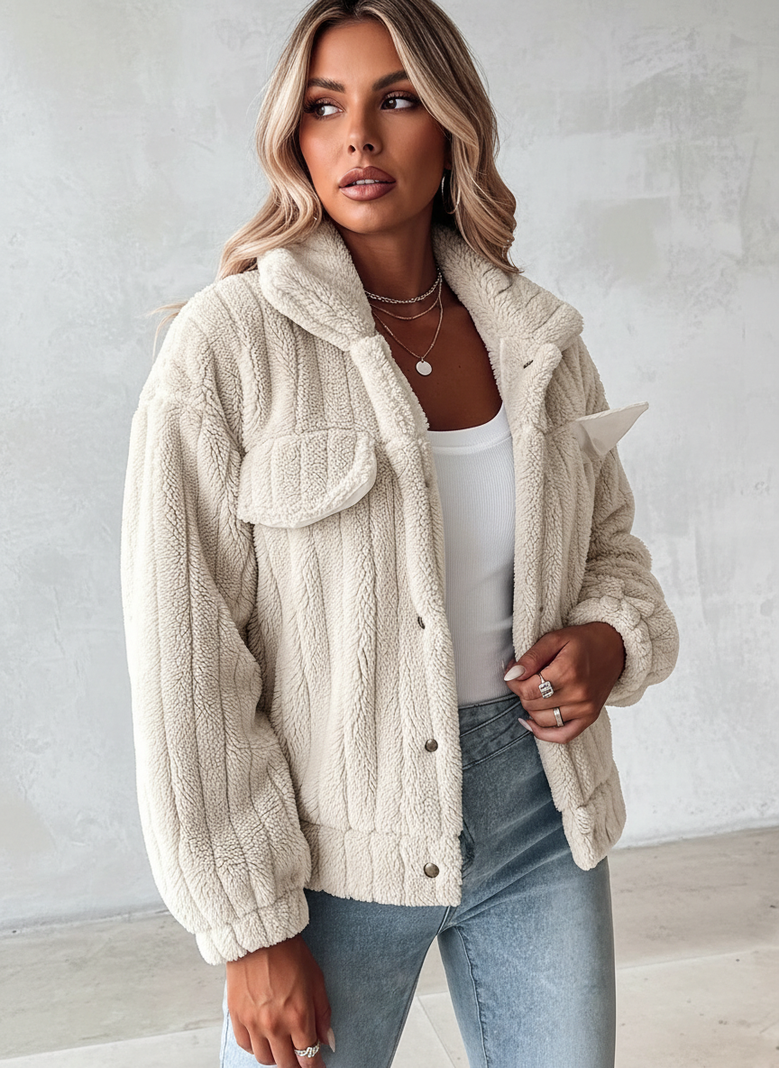 Audrey | Stand Collar Sherpa Jacket for Women