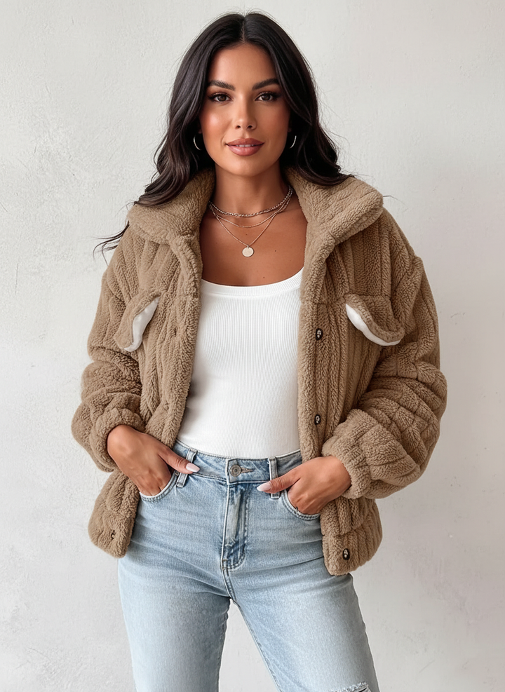 Audrey | Stand Collar Sherpa Jacket for Women