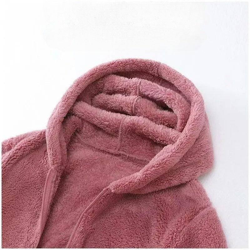Heather | Fluffy Hooded Teddy Fleece Jacket for Women