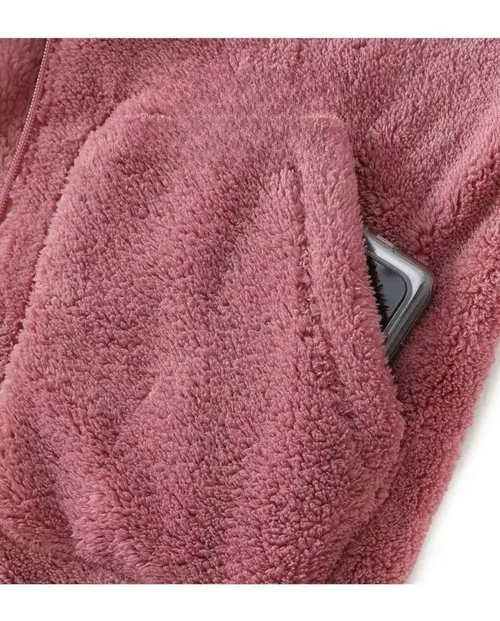 Heather | Fluffy Hooded Teddy Fleece Jacket for Women