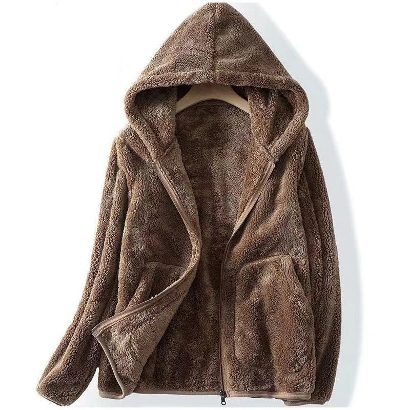 Heather | Fluffy Hooded Teddy Fleece Jacket for Women