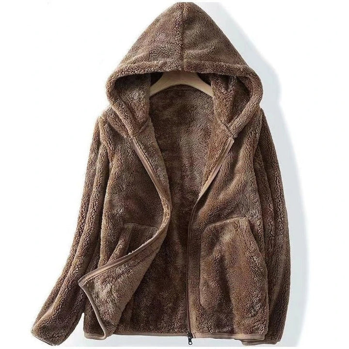 Heather | Fluffy Hooded Teddy Fleece Jacket for Women