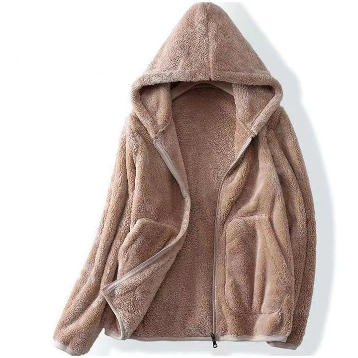 Heather | Fluffy Hooded Teddy Fleece Jacket for Women