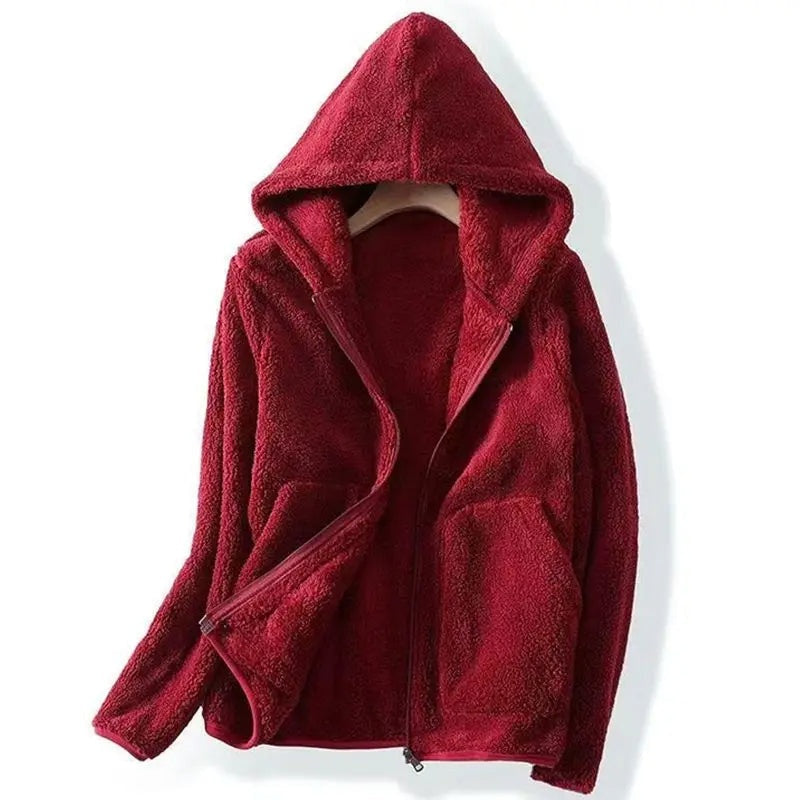 Heather | Fluffy Hooded Teddy Fleece Jacket for Women