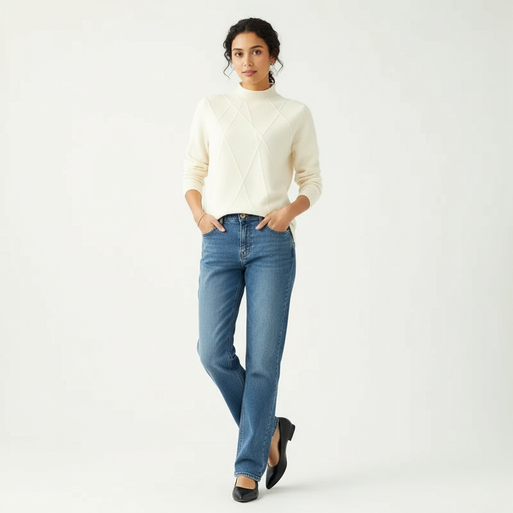 Poppy | Ribbed High Neck Sweater for Women