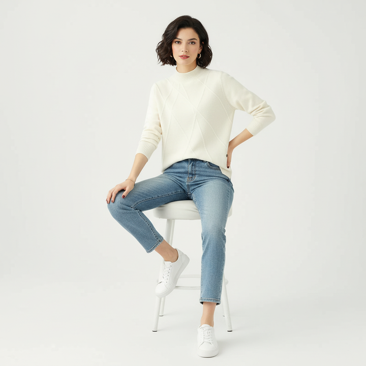 Poppy | Ribbed High Neck Sweater for Women