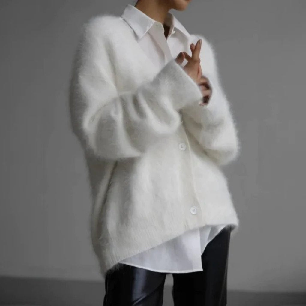 Sabrina | Fluffy V-Neck Cardigan for Women