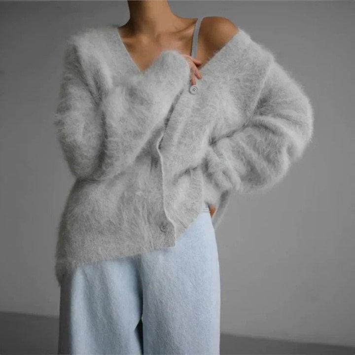 Sabrina | Fluffy V-Neck Cardigan for Women