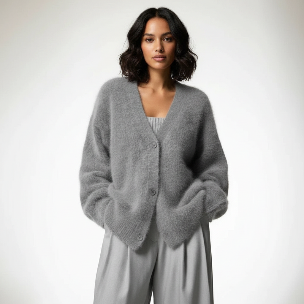 Sabrina | Fluffy V-Neck Cardigan for Women