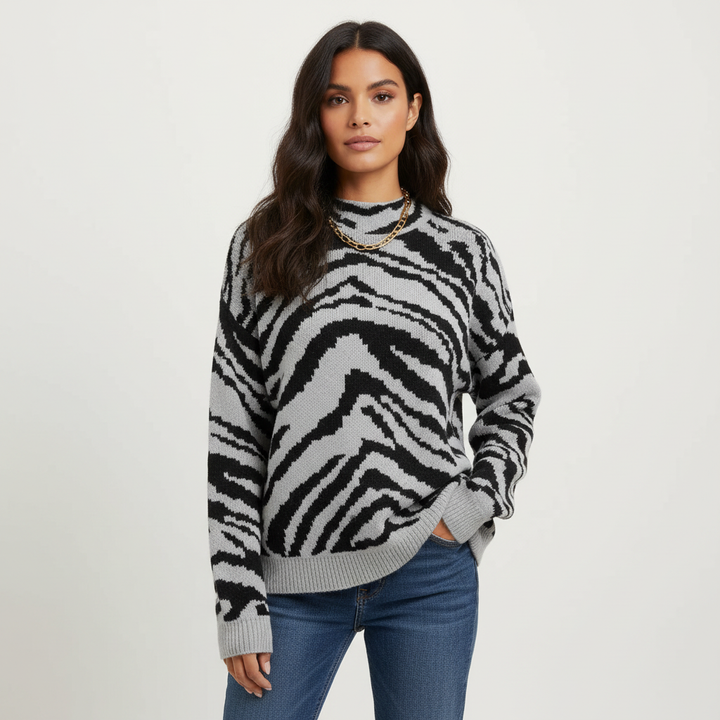 Valentina | Zebra Print Graphic Sweater for Women
