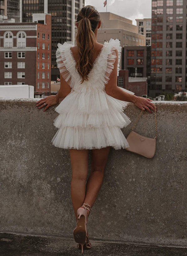 Charlotte | Homecoming Dress A-Line V-Neck Tulle Women&