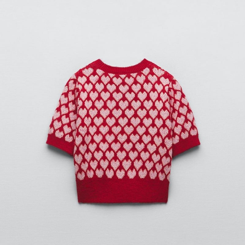 Makayla | Crew Neck Heart Print Sweater for Women