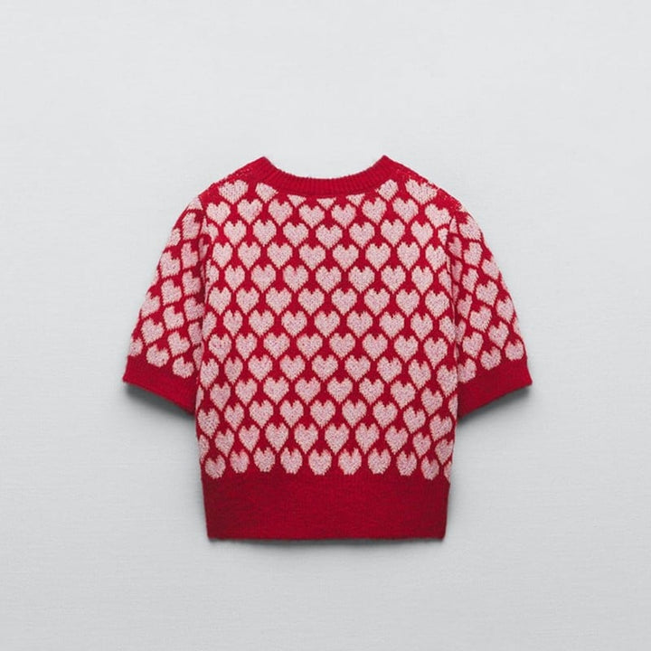 Makayla | Crew Neck Heart Print Sweater for Women