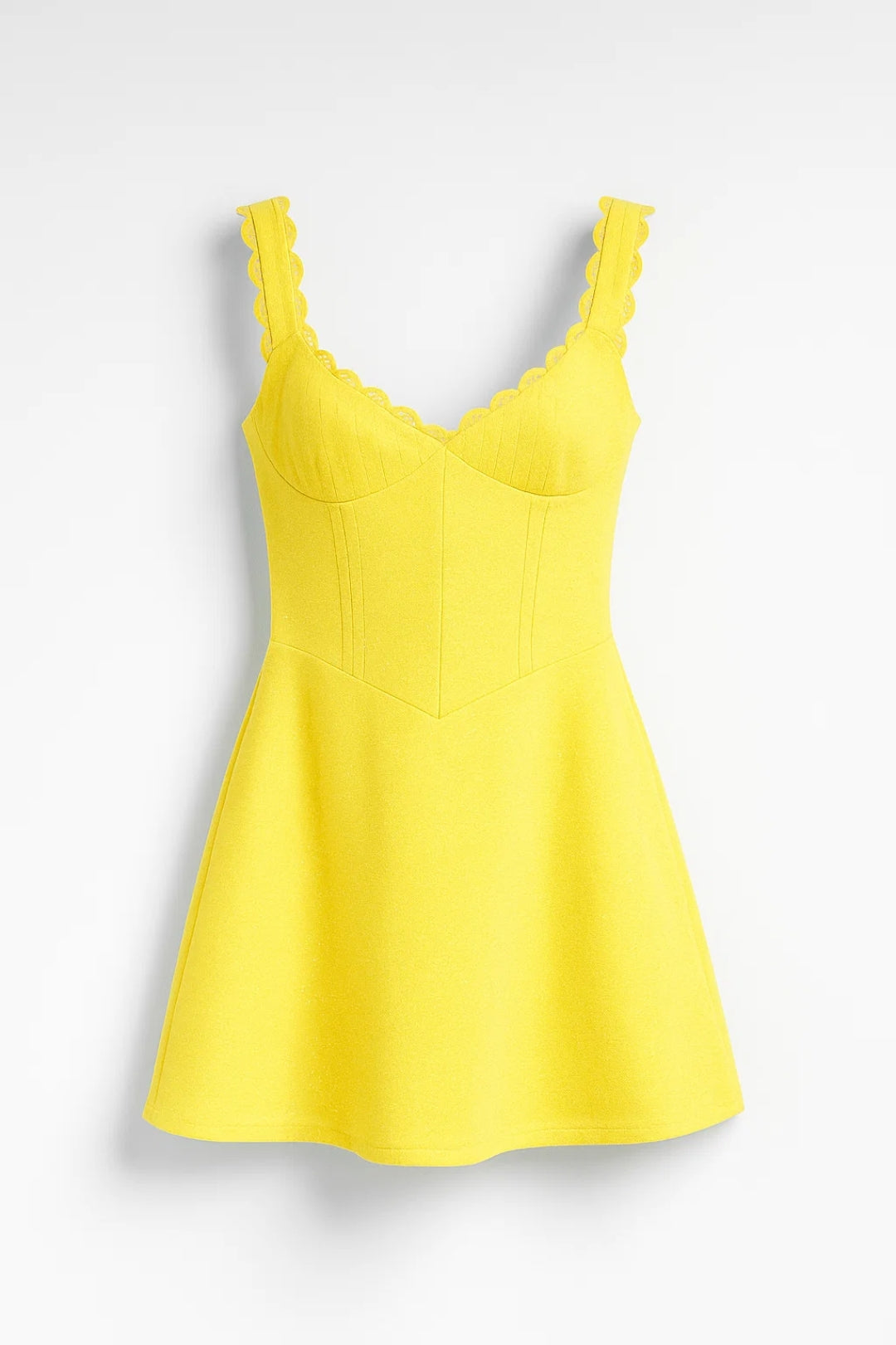 Yellow Mini Dress Women V Neck Summer Elegant Look