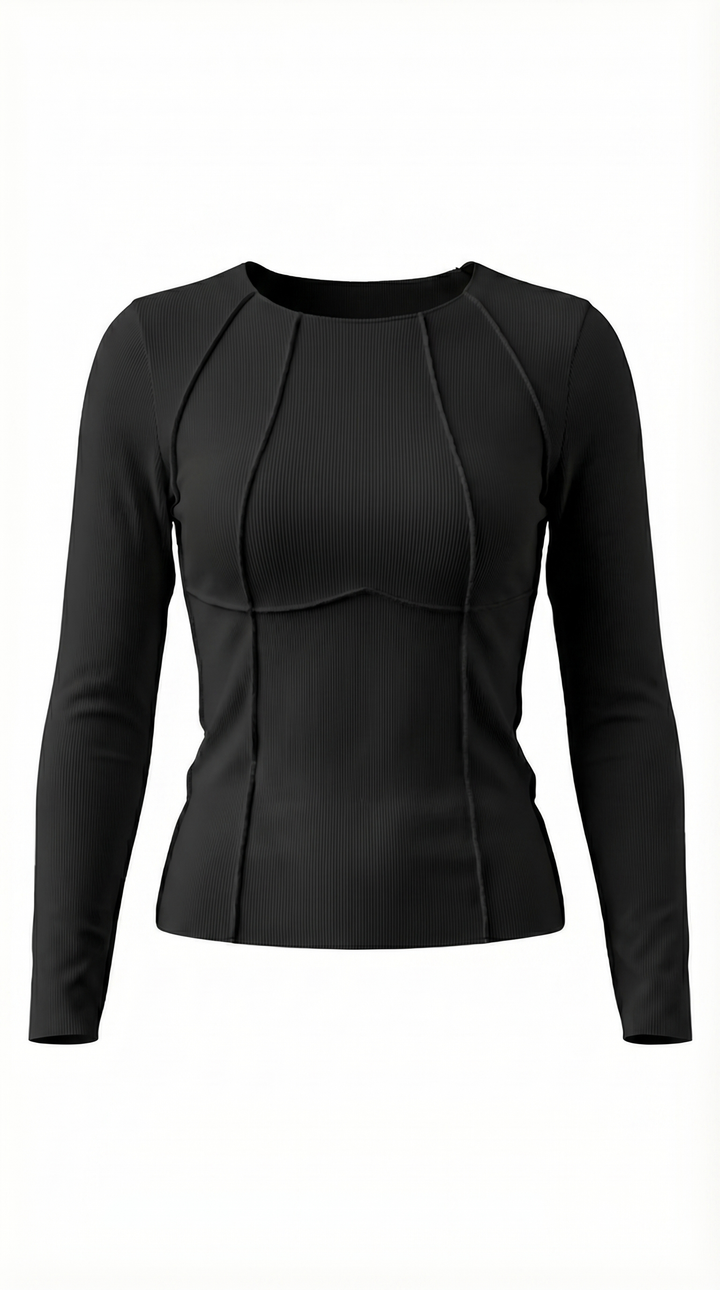 Nell | Ribbed Crew Neck Top for Women