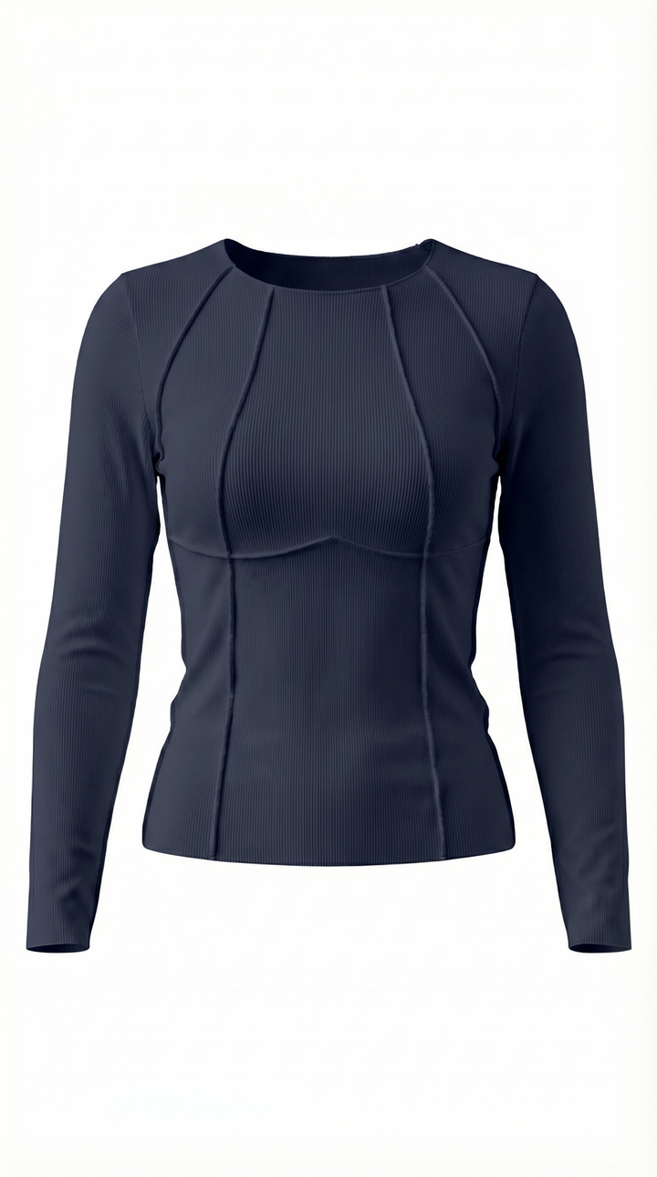 Nell | Ribbed Crew Neck Top for Women