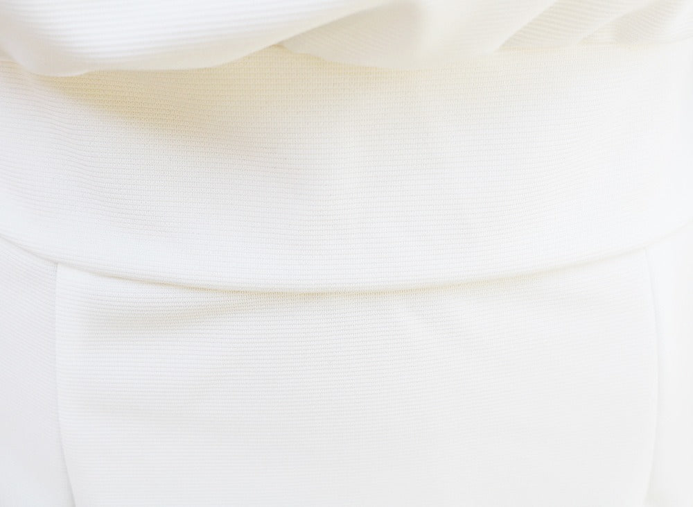 Elegant Temperament Fashionable Bat Sleeve Pure Color Waist-cinching Dress – White Dress
