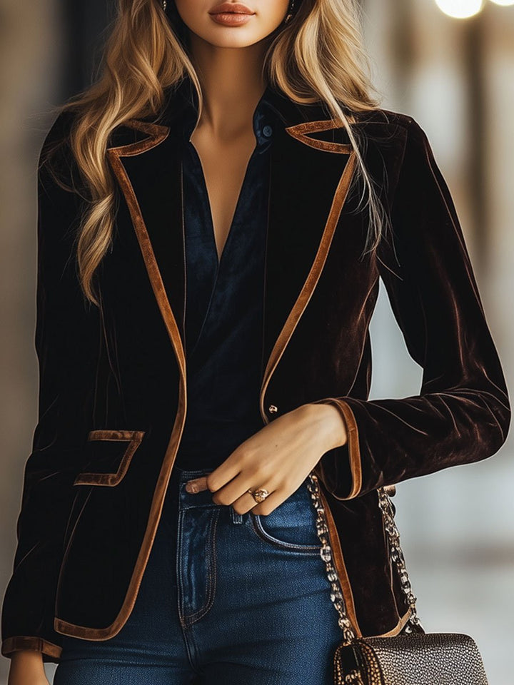Isabella | Brown Velvet Blazer for Women