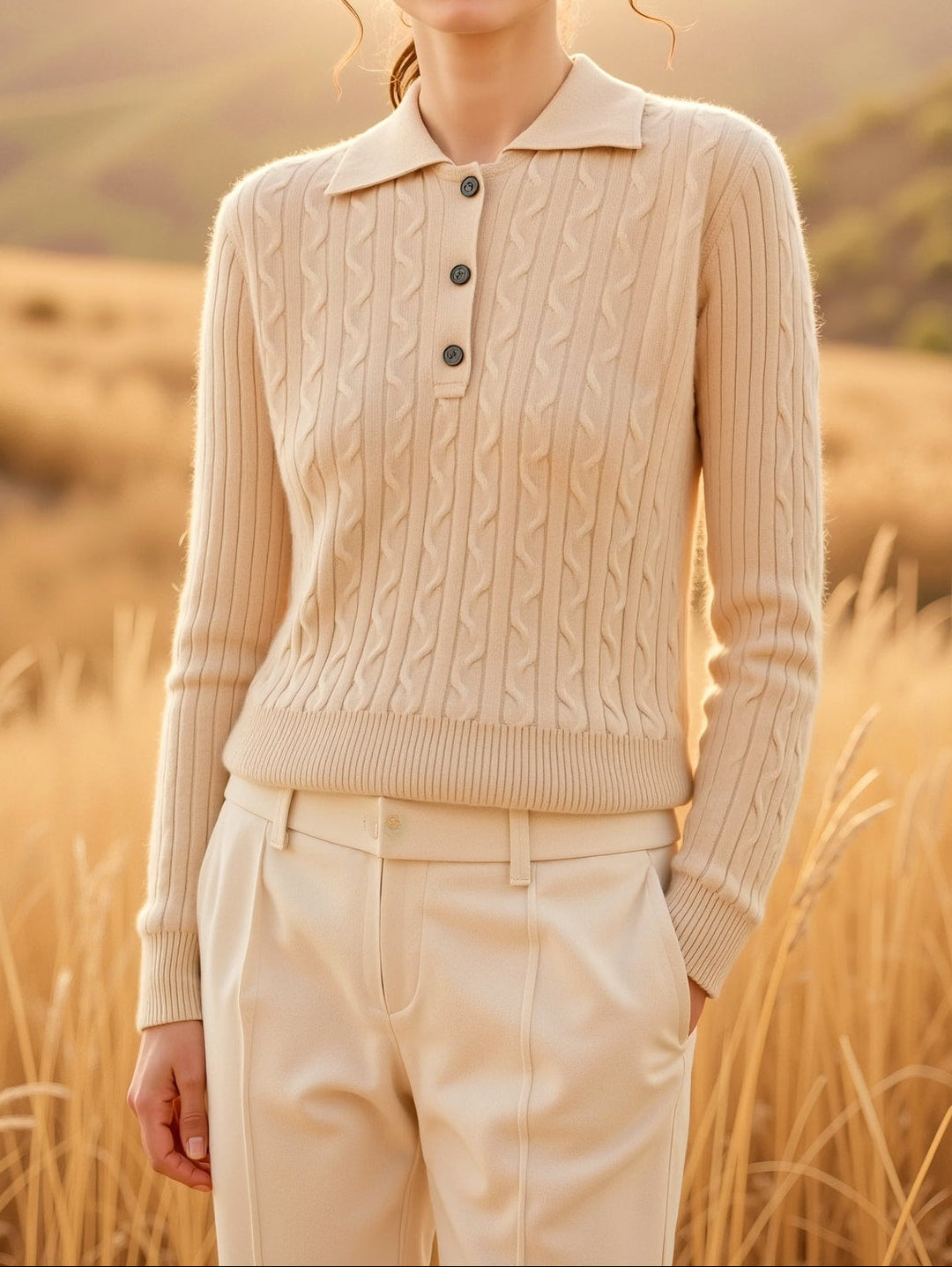Hazel | Cashmere Wool Knit Polo for Women