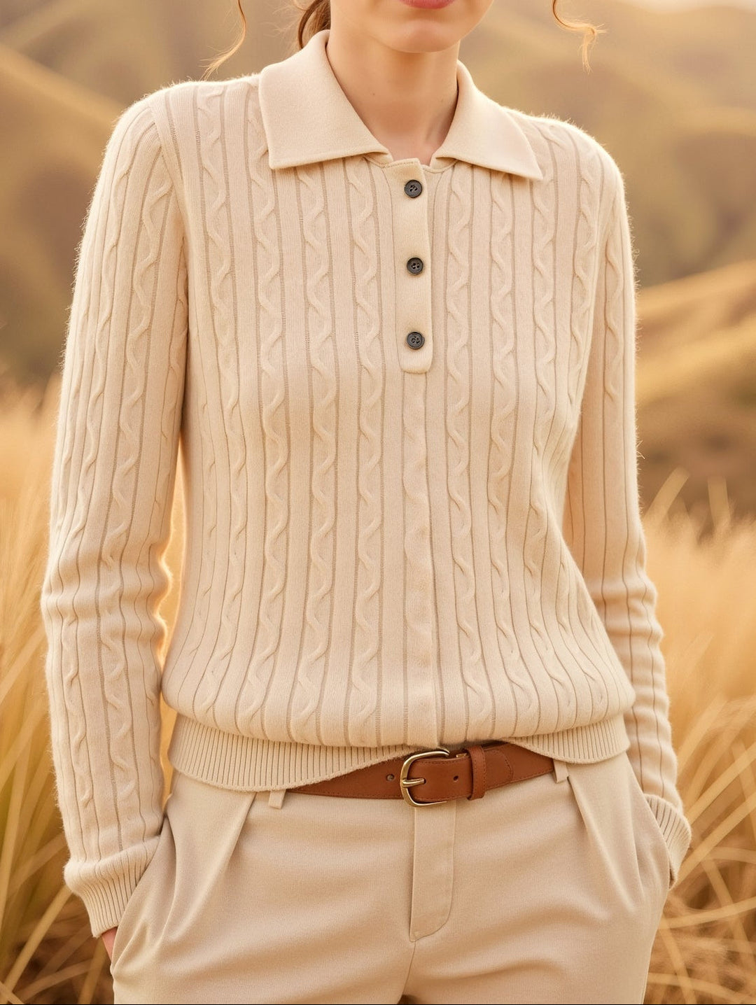 Hazel | Cashmere Wool Knit Polo for Women