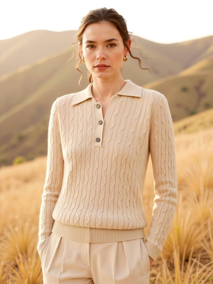 Hazel | Cashmere Wool Knit Polo for Women
