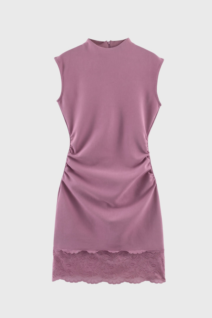 Mini Dress Women Fitted Sleeveless Lace Hem