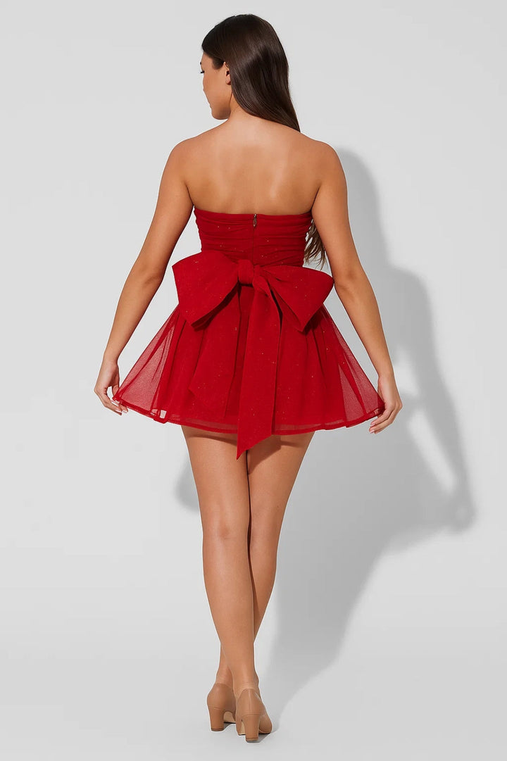 Mini Dress Women Strapless Tulle Voluminous Party