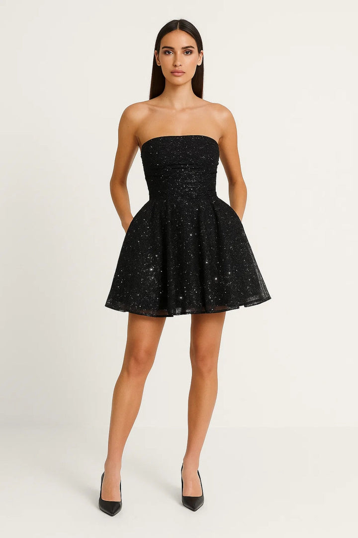 Mini Dress Women Strapless Tulle Voluminous Party