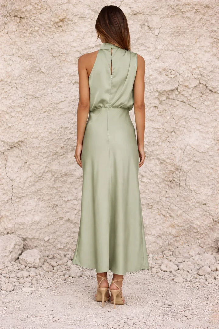 Sage Green Satin Dress