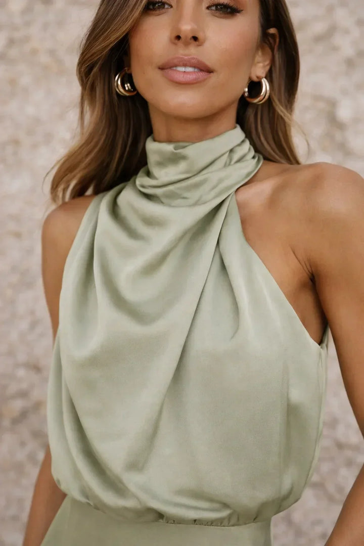 Sage Green Satin Dress