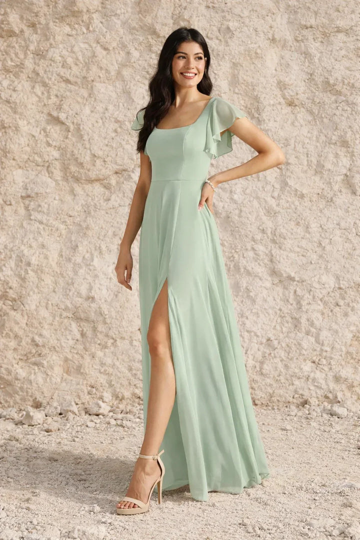 Sage Green Plus Size Dress with Slit