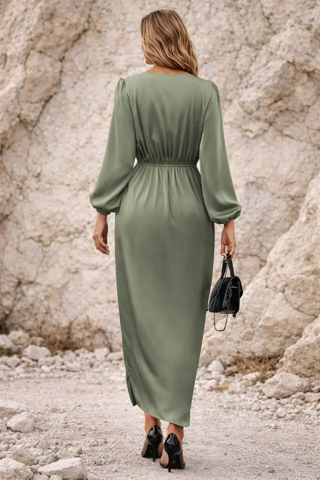 Sage Green Long Sleeve Dress