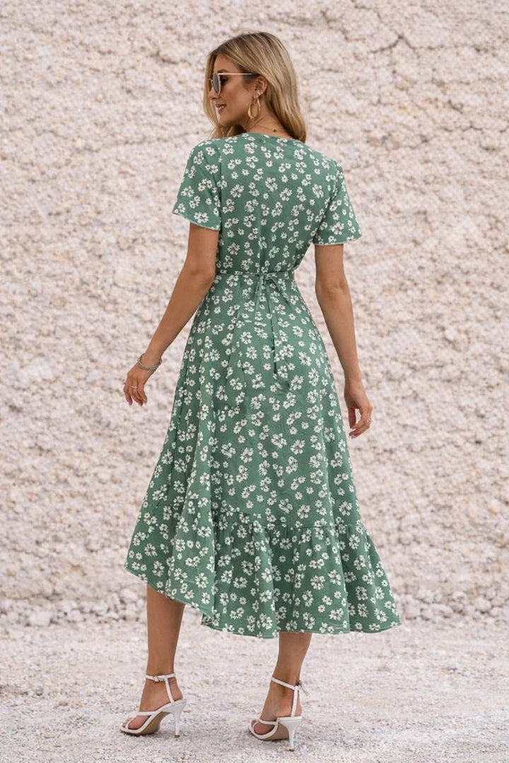 Sage Green Wrap Dress with Slit