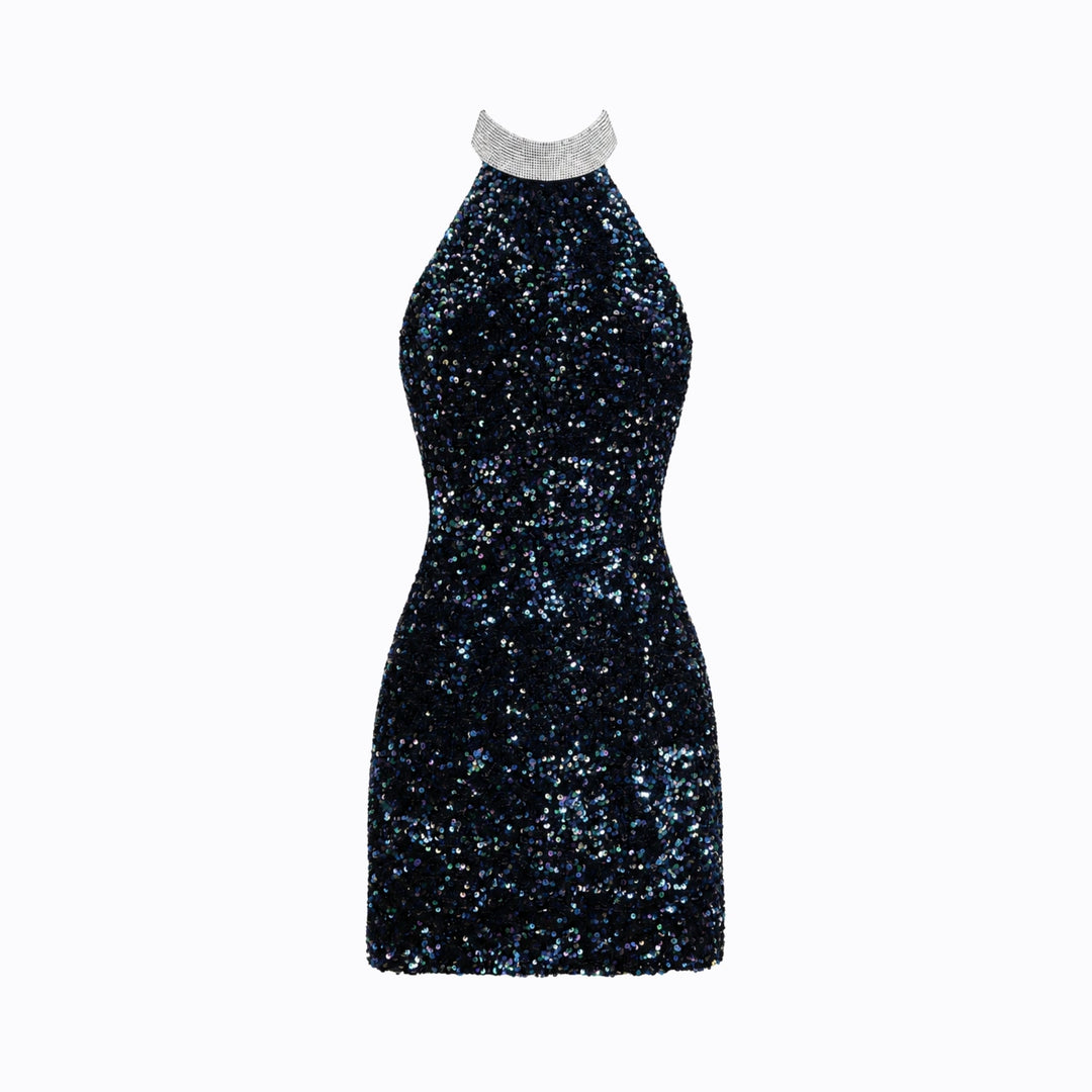 Sequin Halter Mini Dress Women’s Bodycon Elegant Evening