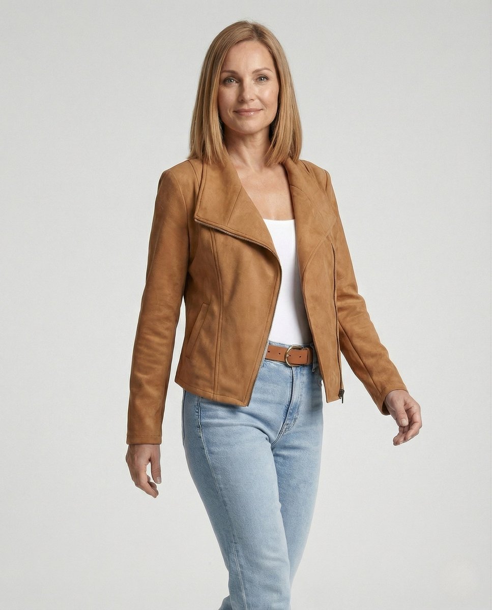 Sadie | Asymmetric Suede Moto Jacket for Women