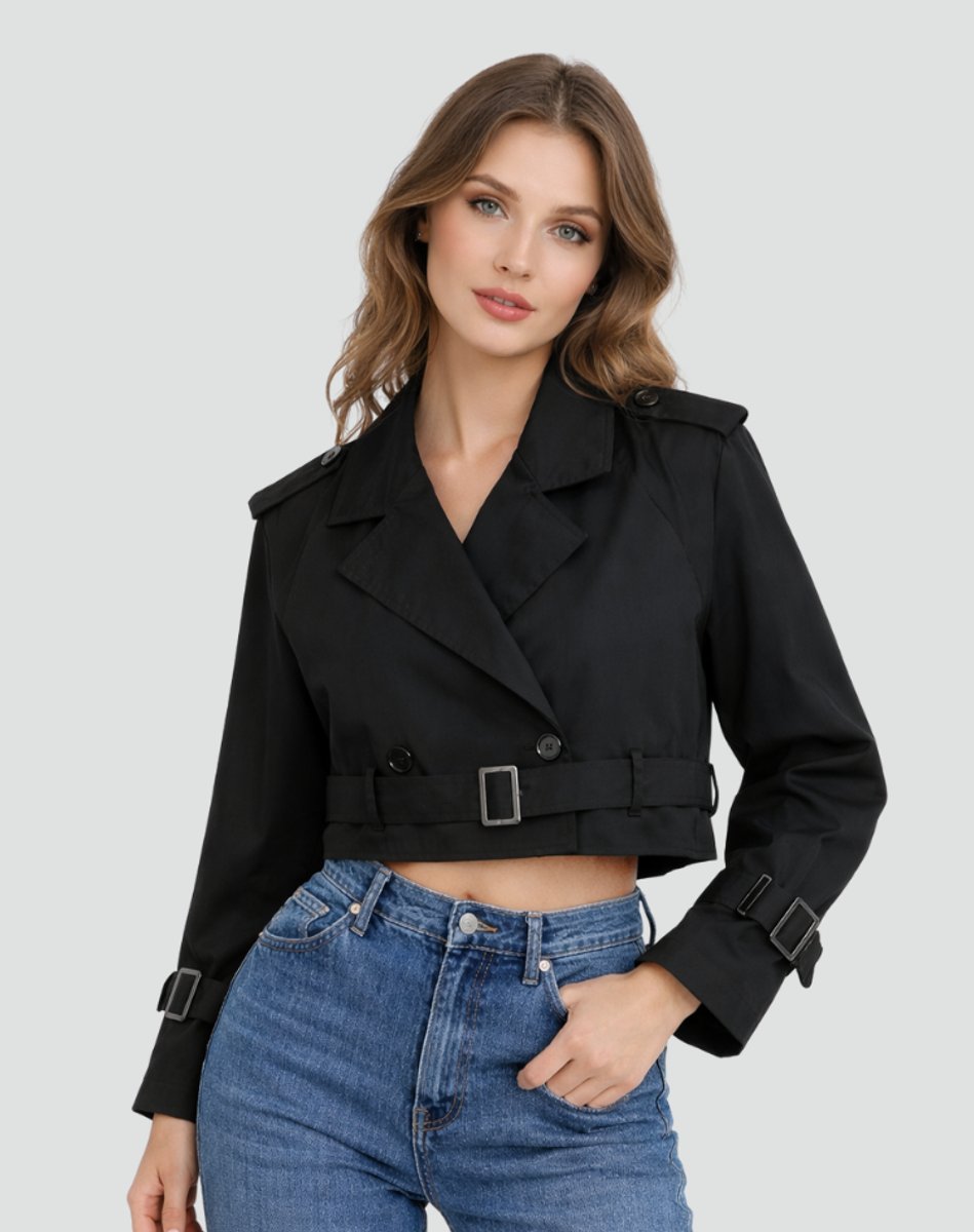 Erin | Cropped Double-Breasted Trench Coat for Women