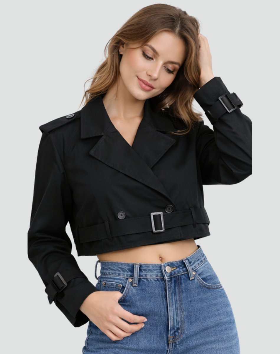 Erin | Cropped Double-Breasted Trench Coat for Women