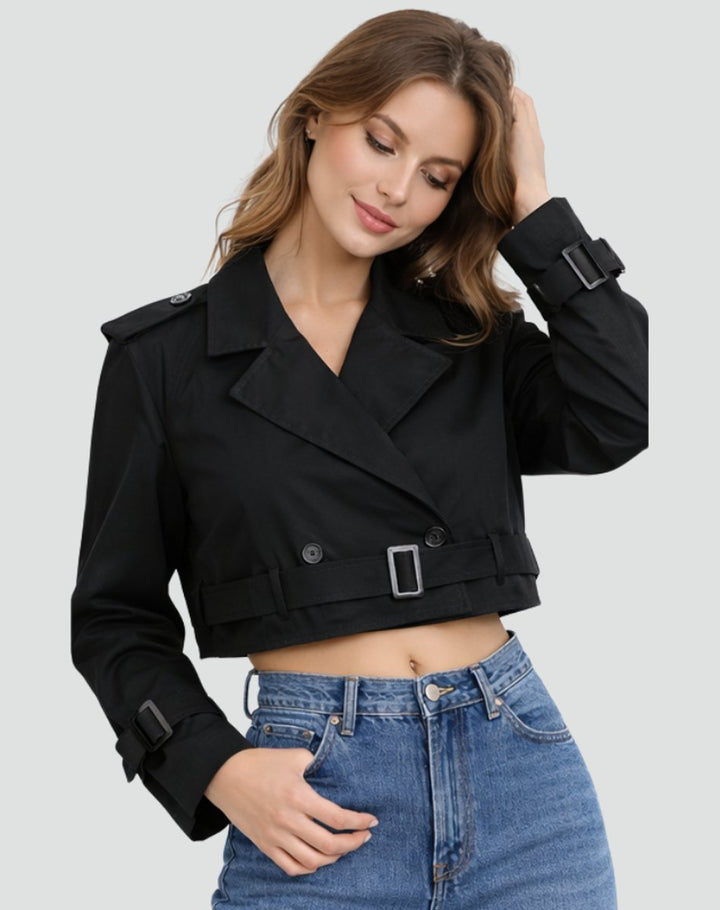 Erin | Cropped Double-Breasted Trench Coat for Women