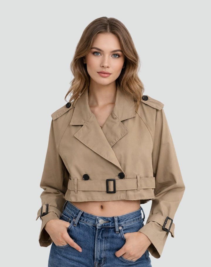 Erin | Cropped Double-Breasted Trench Coat for Women