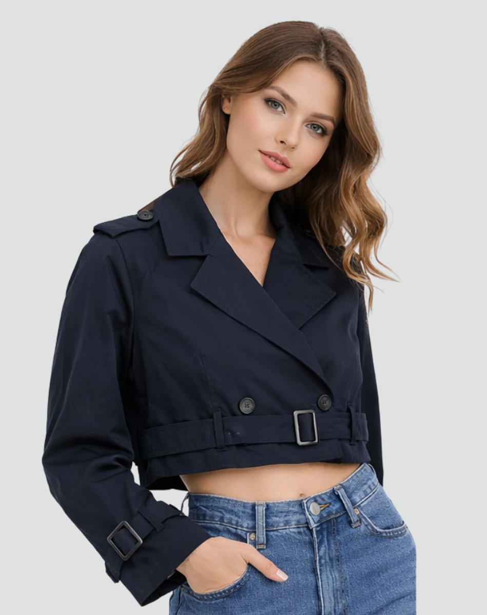 Erin | Cropped Double-Breasted Trench Coat for Women