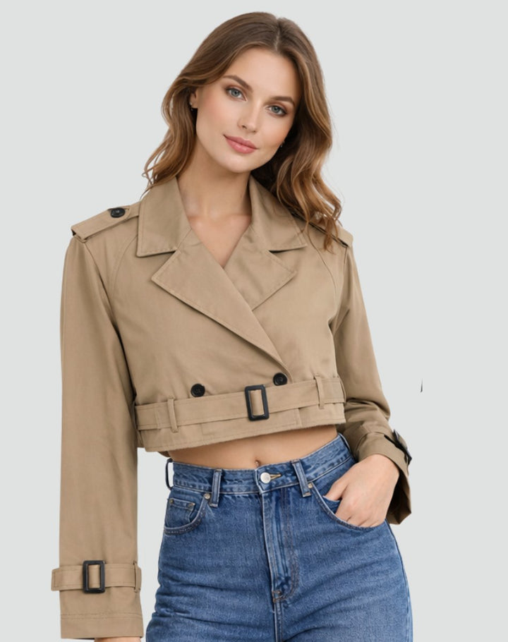Erin | Cropped Double-Breasted Trench Coat for Women