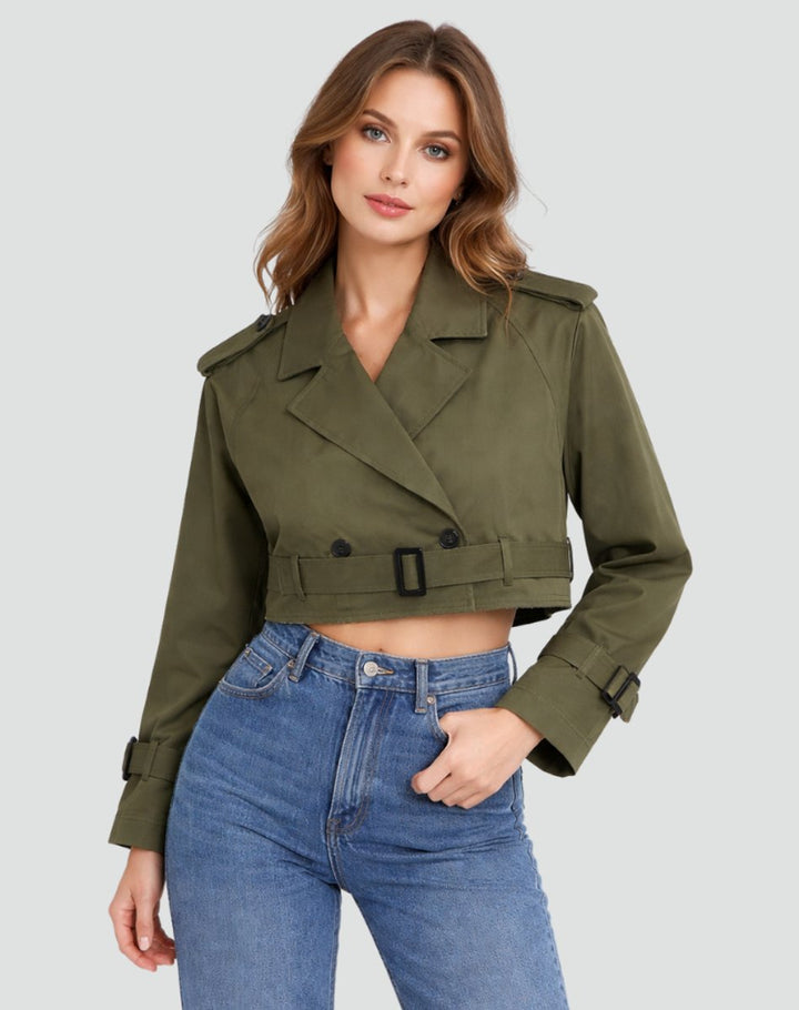 Erin | Cropped Double-Breasted Trench Coat for Women