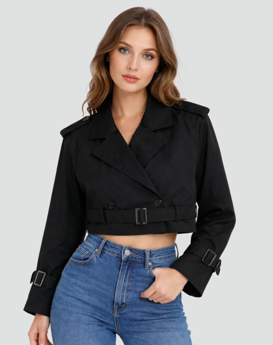 Erin | Cropped Double-Breasted Trench Coat for Women