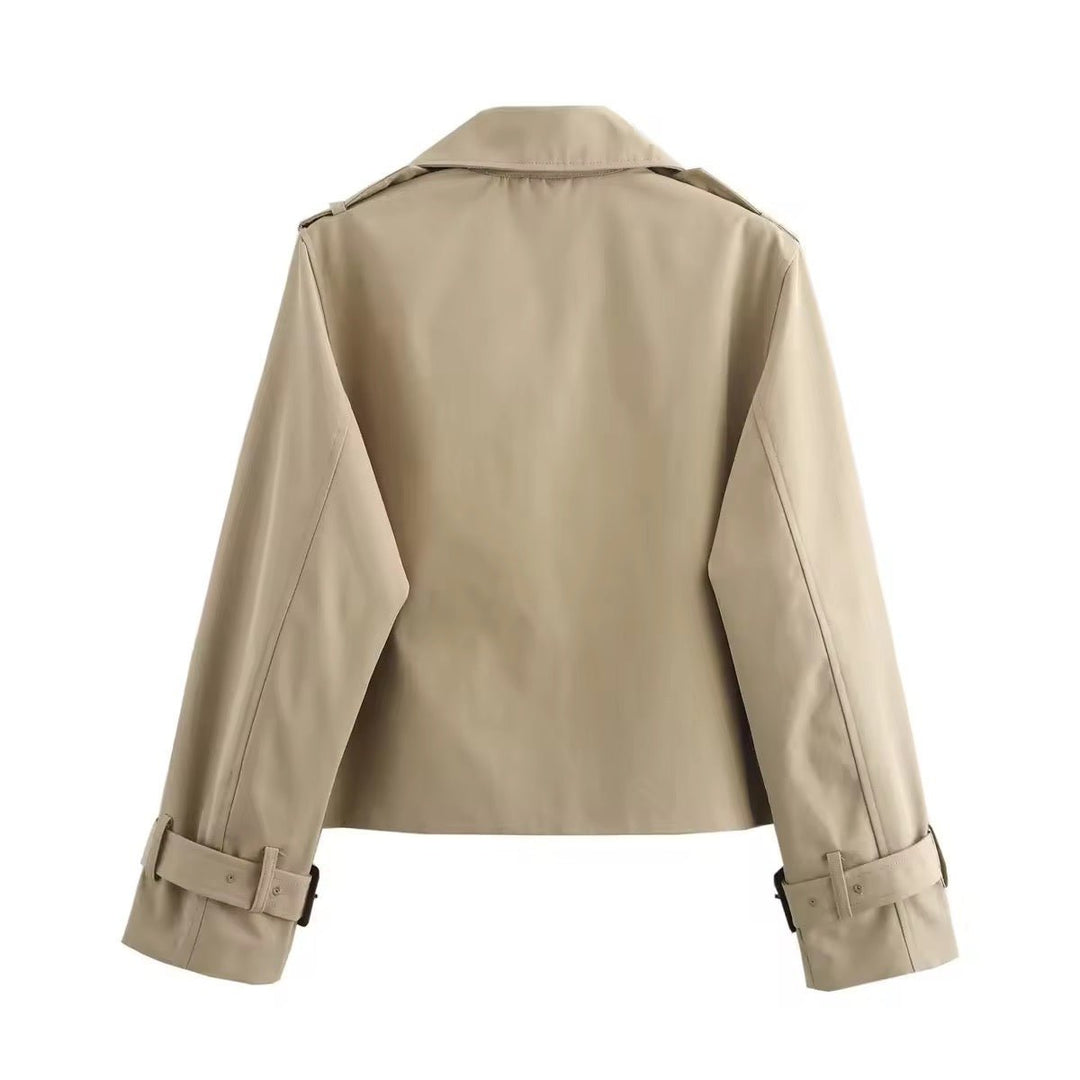 Florence | Khaki Cropped Trench Coat for Women