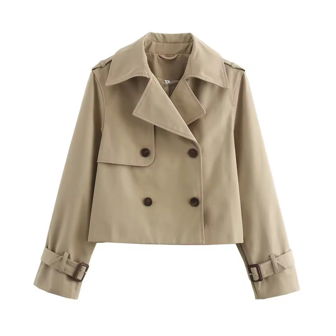 Florence | Khaki Cropped Trench Coat for Women