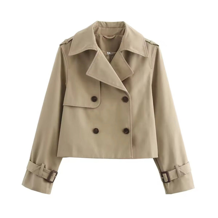 Florence | Khaki Cropped Trench Coat for Women