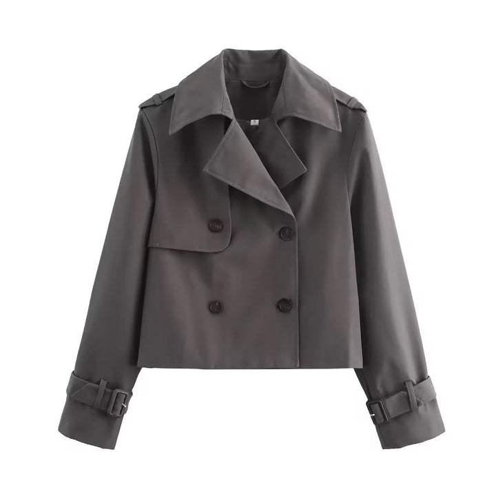 Florence | Khaki Cropped Trench Coat for Women