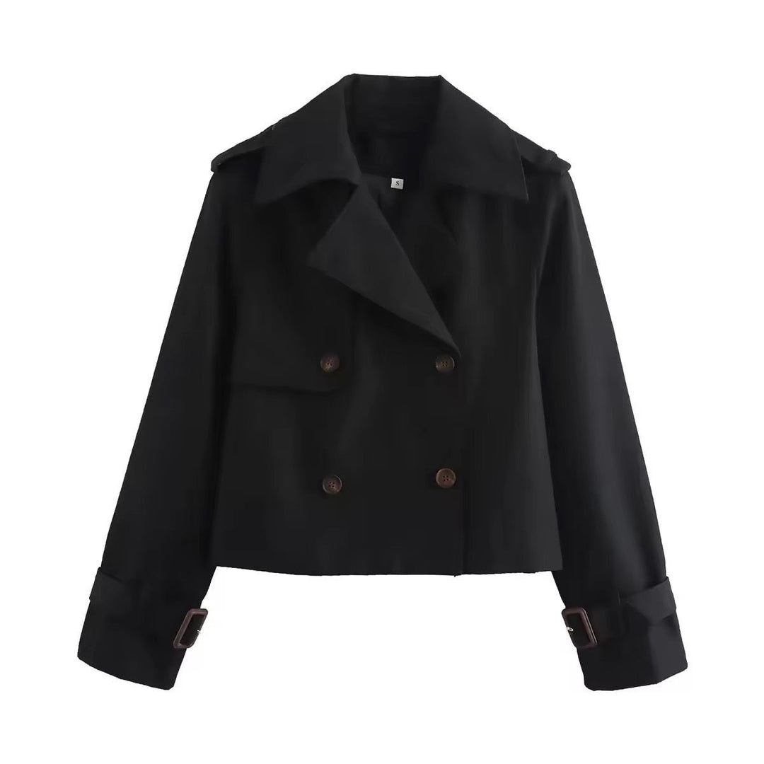 Florence | Khaki Cropped Trench Coat for Women